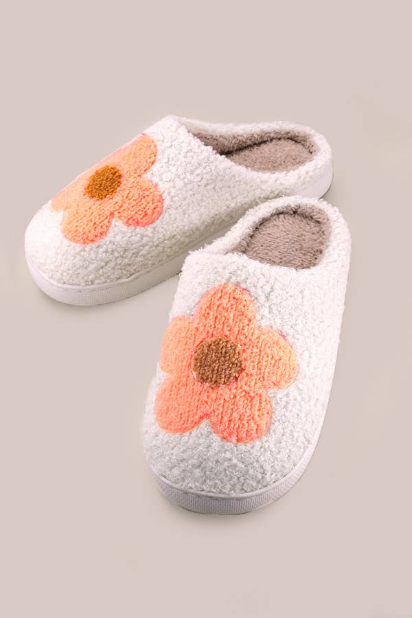 SOFT PLUSH HEART RAINBOW WARM SLIPPERS | 40SP014: Medium / Big Heart