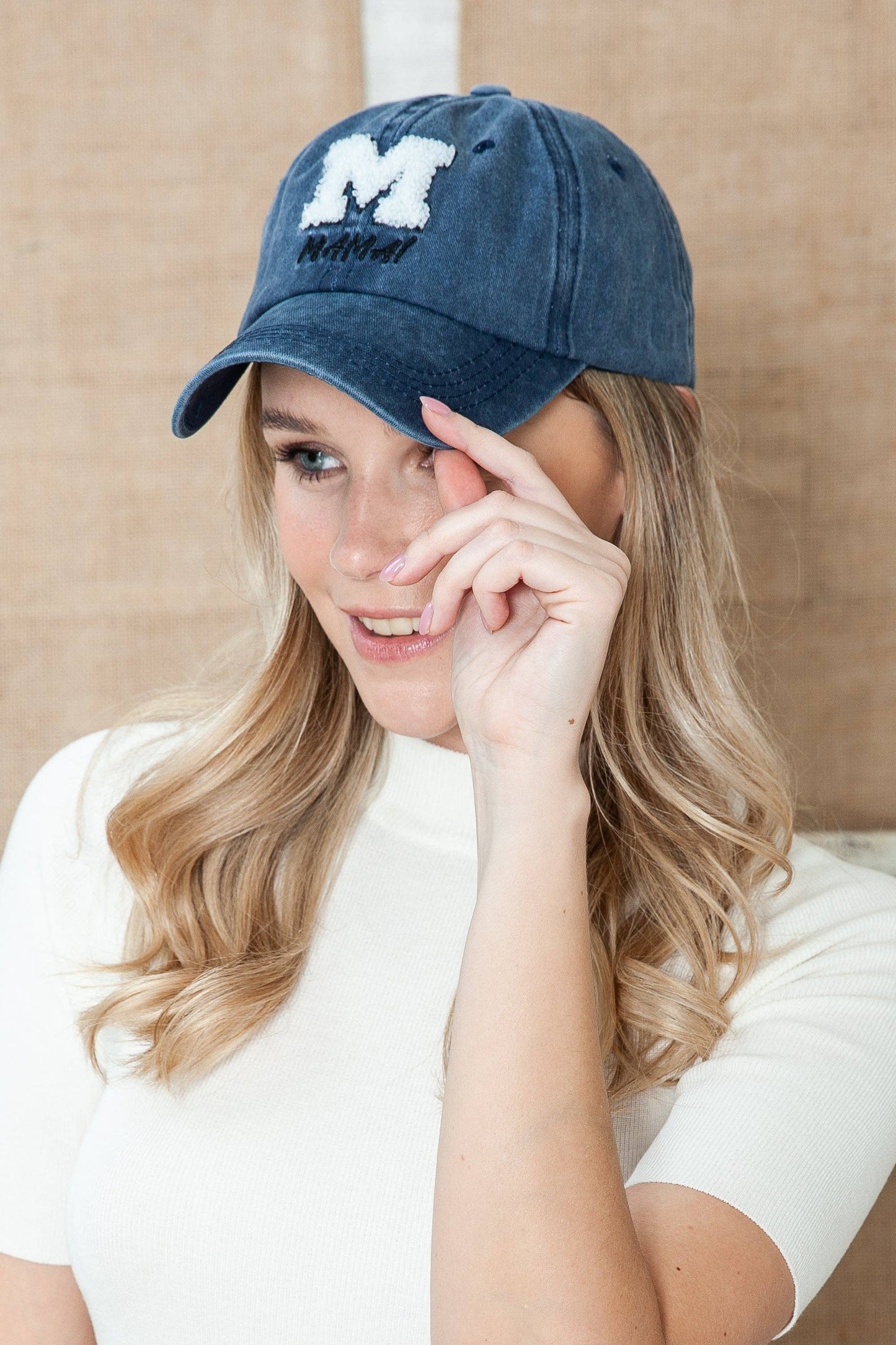 WASHED SHERPA M FOR MAMA CAP 40HW707: DENIM BLUE