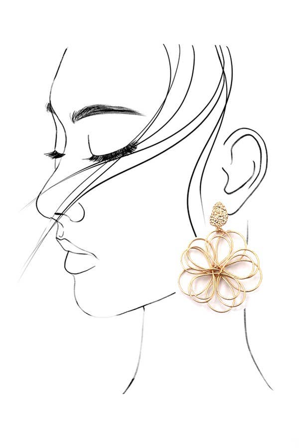ENTWINED MATTE FLOWER DANGLE EARRINGS | 80E1622: Matte Gold