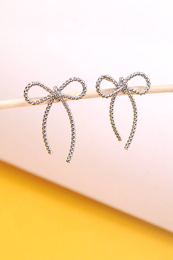 ROPE BOW DESIGN STUD EARRINGS | 10E3063007: GOLD