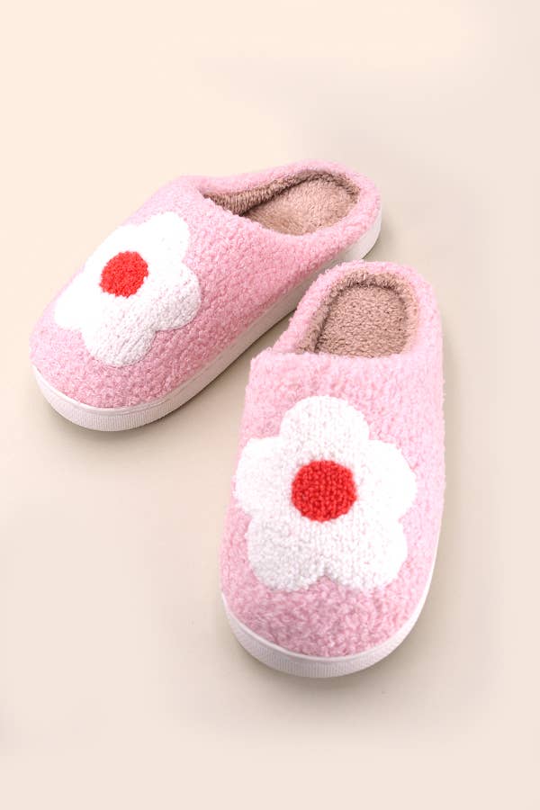 SOFT PLUSH HEART RAINBOW WARM SLIPPERS | 40SP014: Medium / Big Heart