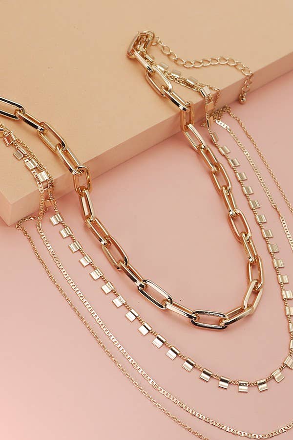 4 CHUNKY CHAIN LINK NECKLACE | 25N236: SILVER