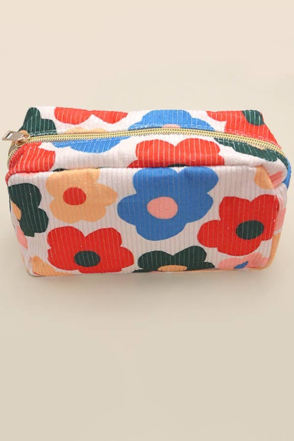 FLOWER HEART MAKEUP COSMETIC POUCH BAG | 40P526: FLOWER MULTI