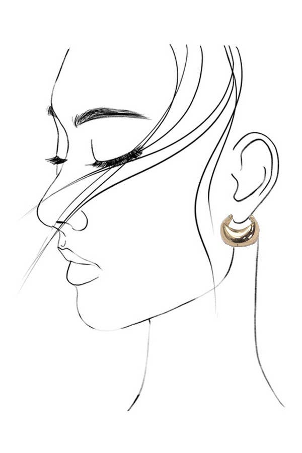 SHORT U SHAPE DROP HOOP EARRINGS | 80E2670: Gold
