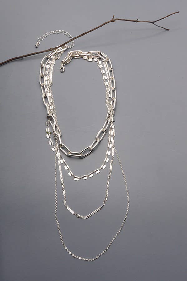 4 CHUNKY CHAIN LINK NECKLACE | 25N236: SILVER