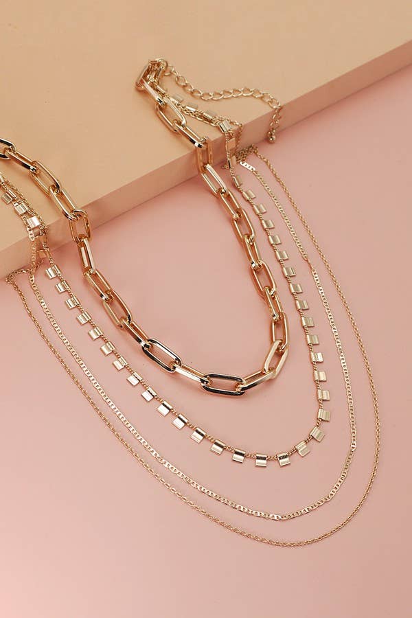 4 CHUNKY CHAIN LINK NECKLACE | 25N236: SILVER