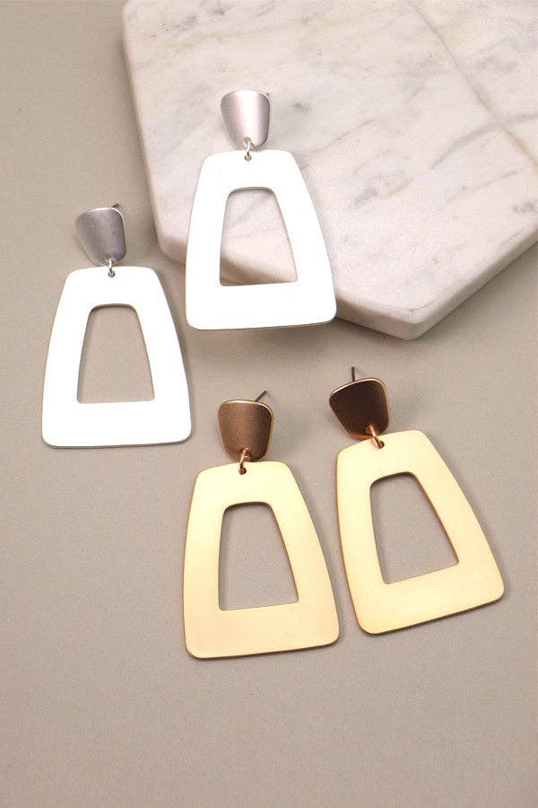 RECTANGLE MATTE DROP EARRINGS | 31E21564: GOLD
