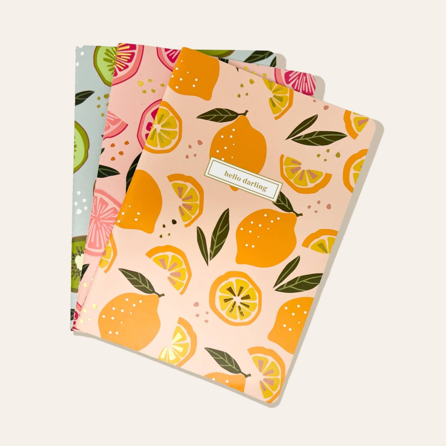 Citrus Notebook Set, Set of 3 Notebooks, College Ruled Pages