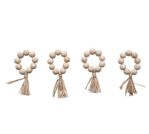 Set of 4 Beaded Napkin Rings