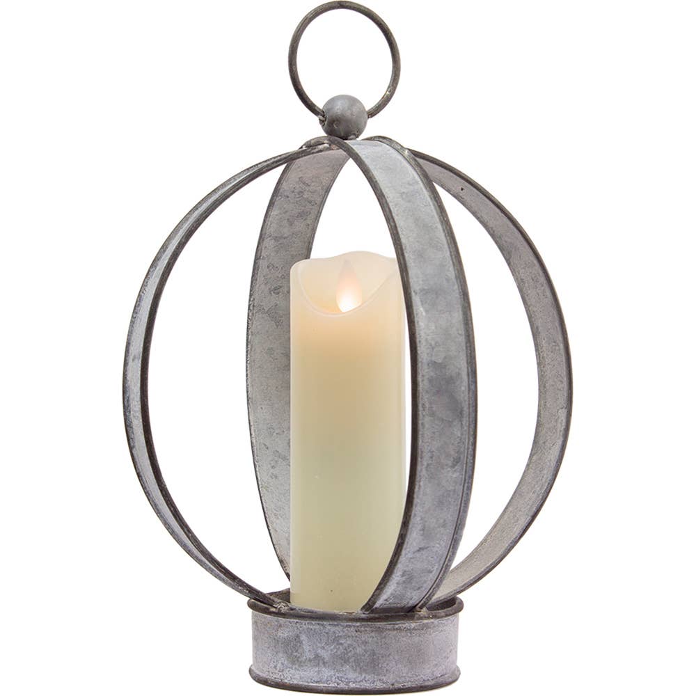 Oval Metal Lantern - 8 x 9 in