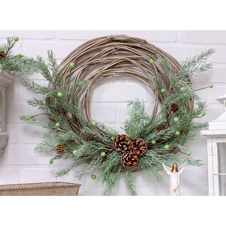 Spruce & Green Berry Wreath - 18 in