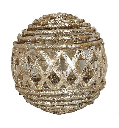 6in Champaign Glitter Twig Ball