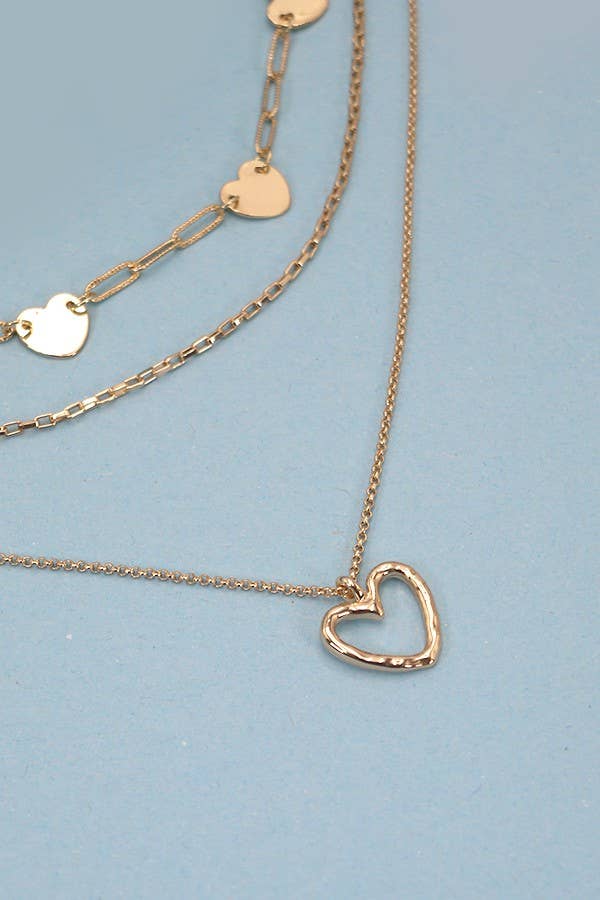 MULTI LAYER MINI HEARTS CHARM NECKLACE | 80N333: GOLD