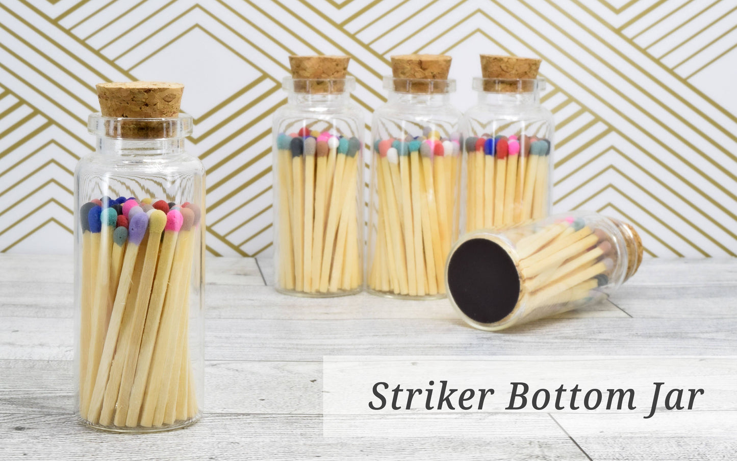 Small Match Bottles - Safety Matches in Jars with Striker: Mixed Colors / 20 Matchsticks Jar
