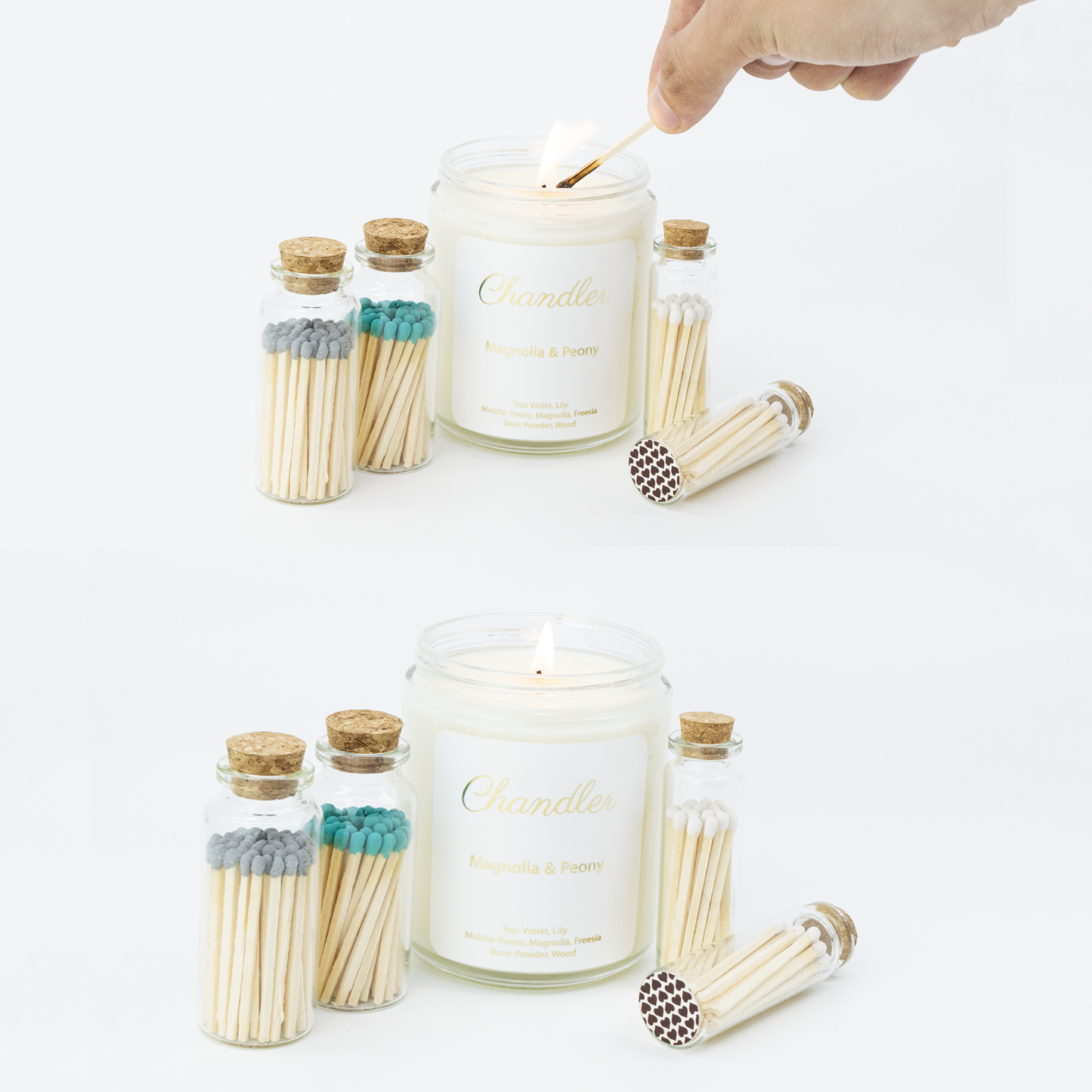 Small Match Bottles - Safety Matches in Jars with Striker: Mixed Colors / 40 Matchsticks Jar
