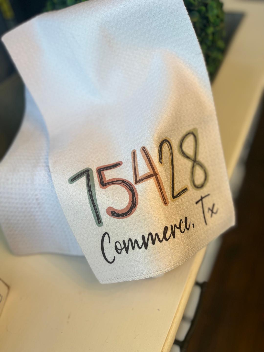 75428 COMMERCE, TX ZIP CODE HAND TOWEL