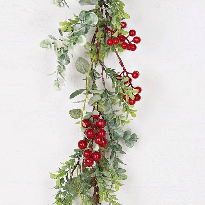 4ft Garland-Mix Eucalyptus with Red Berries