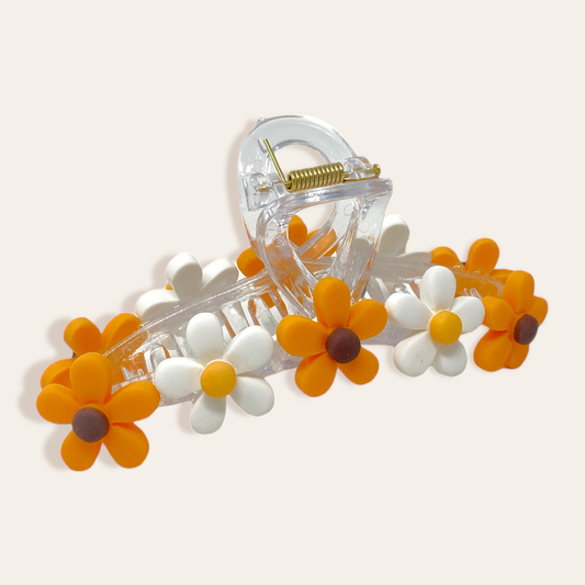 Game Day Daisy Claw Clip - Orange