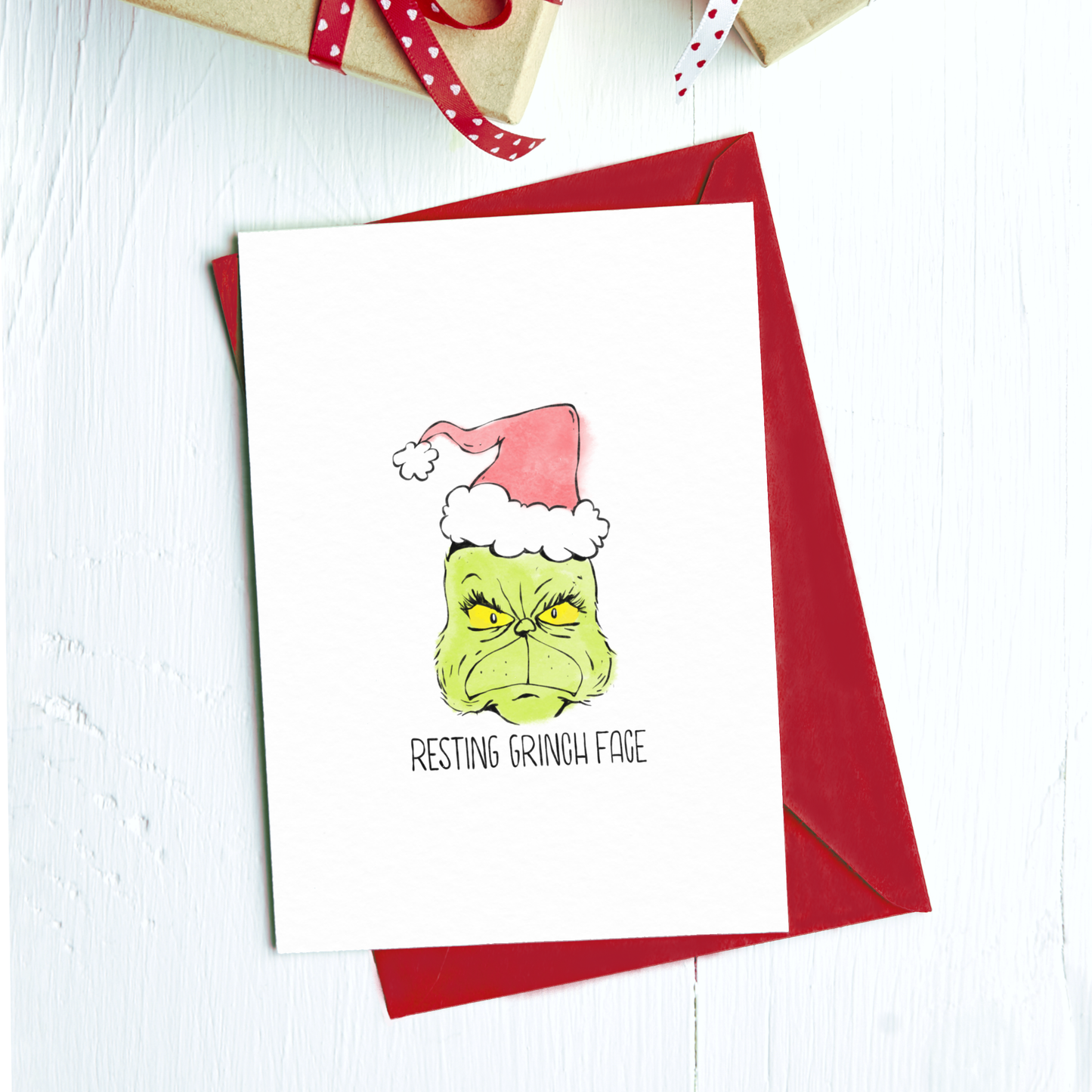 Resting Grinch Face Greeting Card
